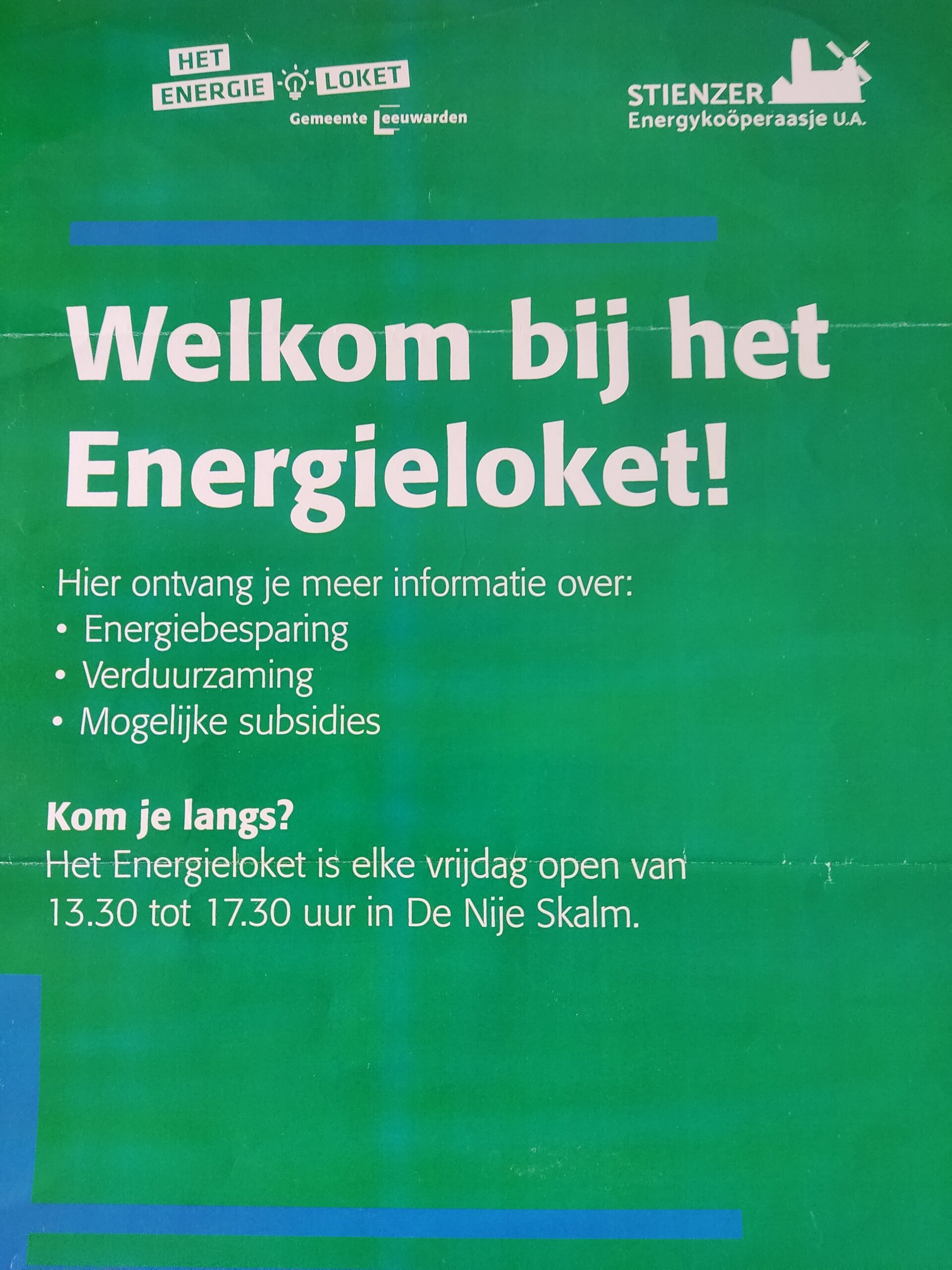 Kom met je energie, isolatie of subsidie vraag naar het energieloket in de Nije Skalm